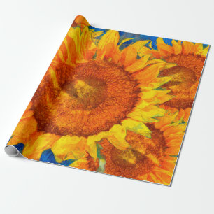 Sunflowers arrangement. Van Gogh style imitation.  Wrapping Paper