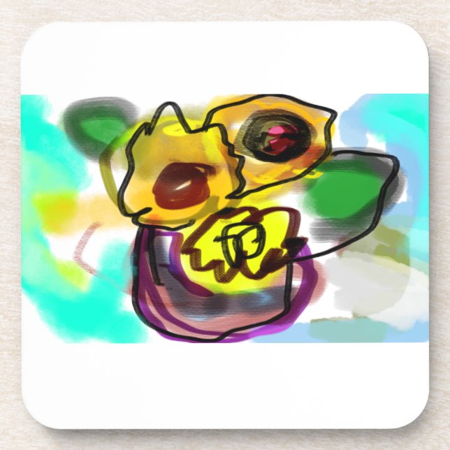 Sunflowers art cool beverage coaster (Front)