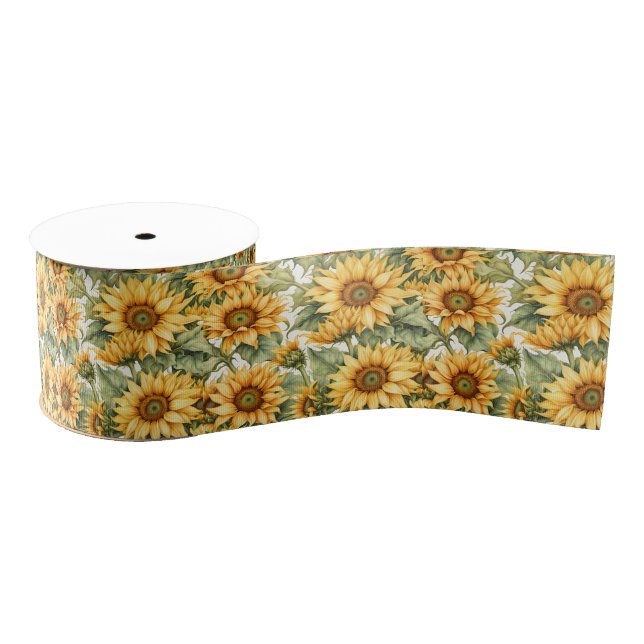 Sunflowers Art Pattern Design  Grosgrain Ribbon (Spool)