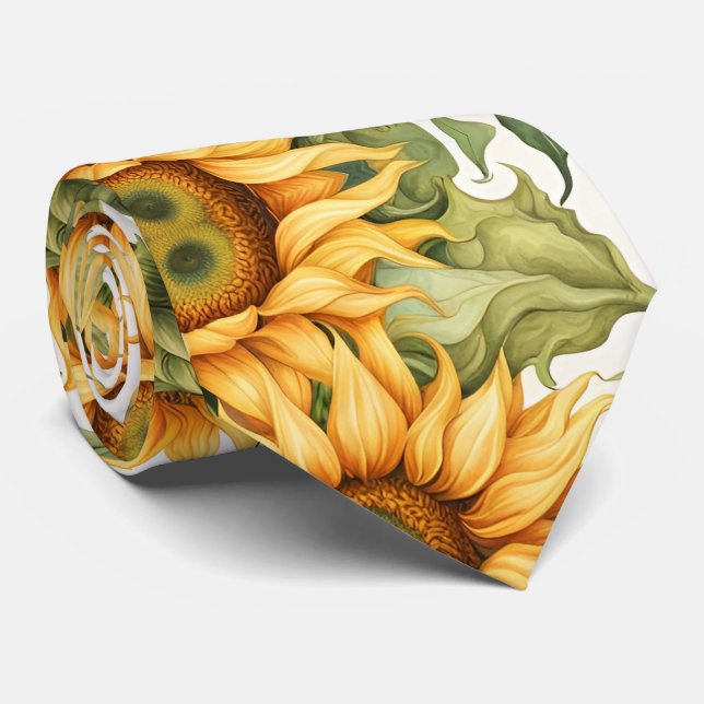 Sunflowers Art Pattern Design  Neck Tie (Rolled)