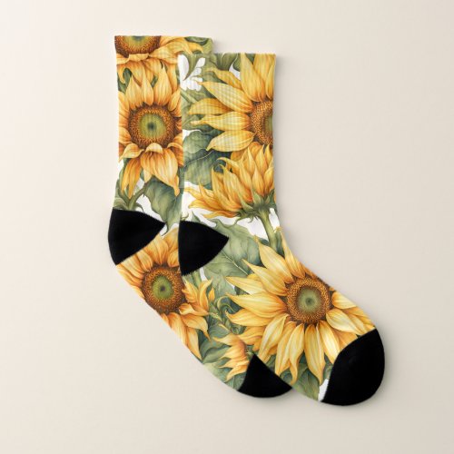 Sunflowers Art Pattern Design  Socks