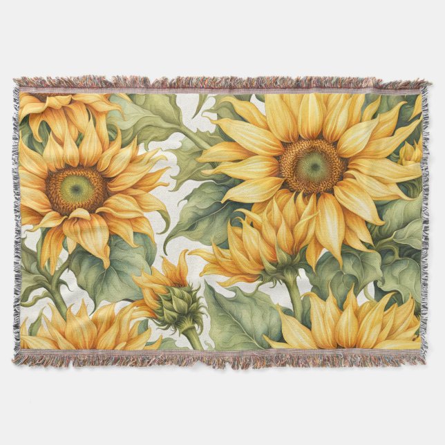 Sunflowers Art Pattern Design  Throw Blanket (Front)