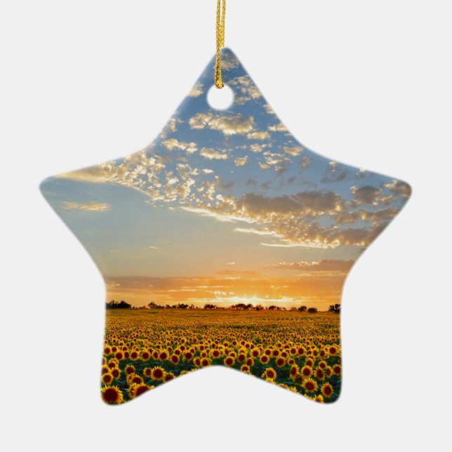 Sunflowers at Sunset Ceramic Ornament (Front)