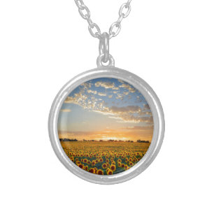 Sunflowers at Sunset Silver Plated Necklace