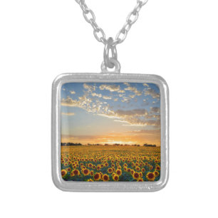 Sunflowers at Sunset Silver Plated Necklace