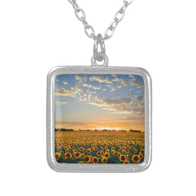 Sunflowers at Sunset Silver Plated Necklace (Front)