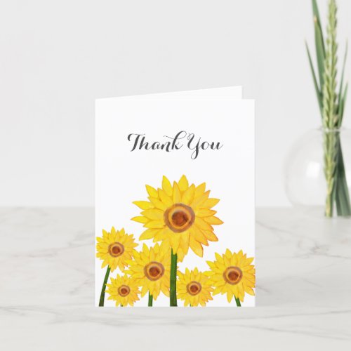 Sunflowers Authentic Hand Drawing Thank You Card