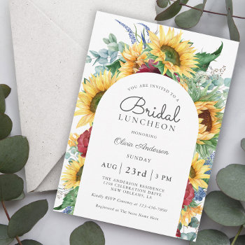 Sunflowers Autumn Floral Bridal Luncheon Invitation by DancingPelican at Zazzle