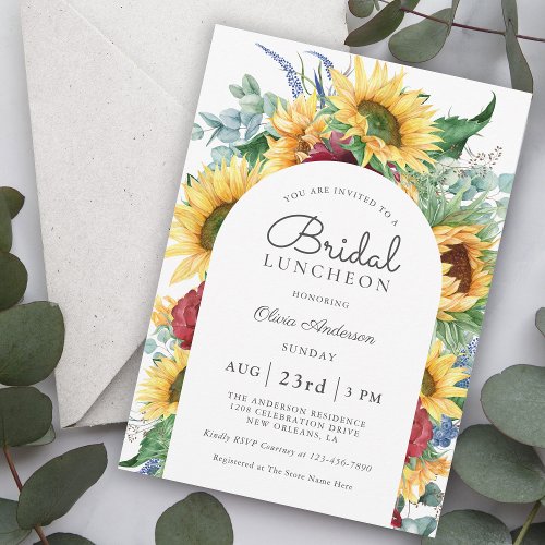 Sunflowers Autumn Floral Bridal Luncheon Invitation