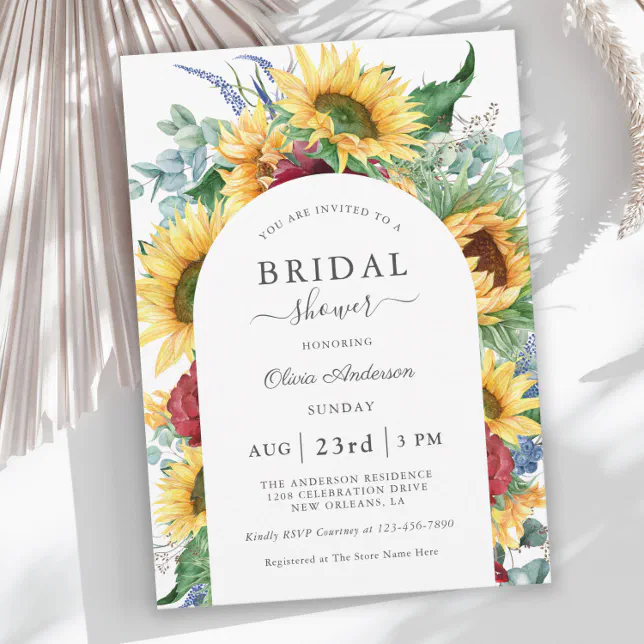 Sunflowers Autumn Floral Bridal Shower Invitation | Zazzle