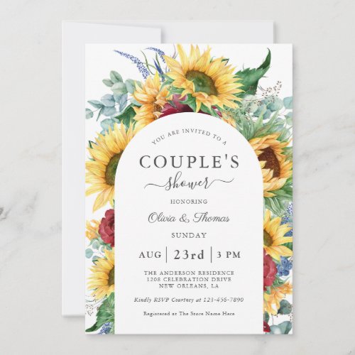 Sunflowers Autumn Floral Couples Shower Invitation