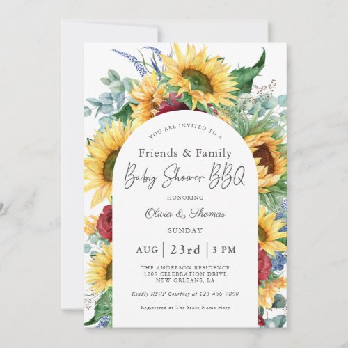 Sunflowers Autumn Floral Family Baby Shower Invitation