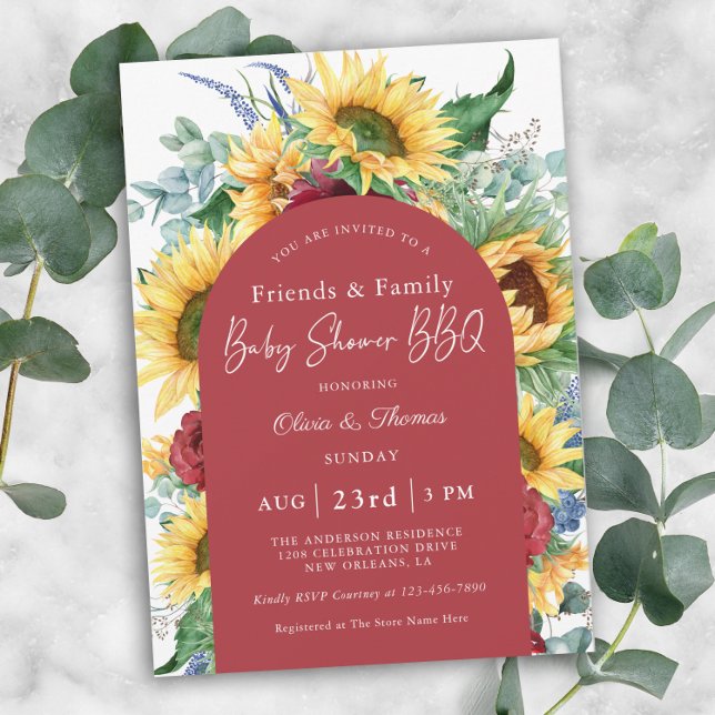 Sunflowers Autumn Floral Outdoor Baby Shower Invitation