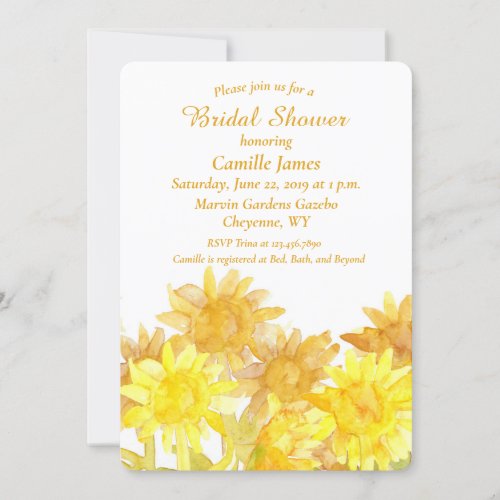 Sunflowers Autumn Wildflowers Bridal Shower Invitation