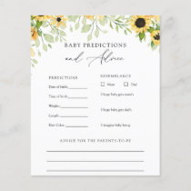 Sunflowers Baby Advice and Predictions Card