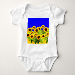 Sunflowers Baby Bodysuit Ukraine Flag Colors