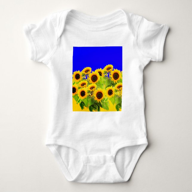 Sunflowers Baby Bodysuit Ukraine Flag Colors (Front)