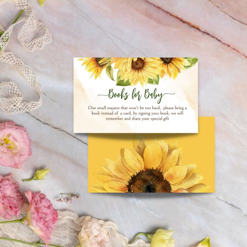 Sunflowers baby in bloom baby shower book request enclosure card