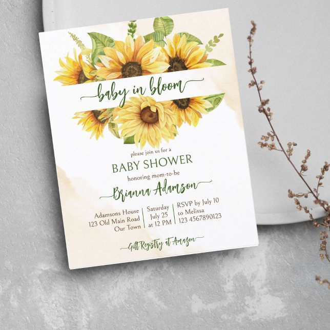 Sunflowers baby in bloom baby shower budget invite (Creator Uploaded)