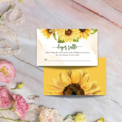 Sunflowers baby in bloom baby shower diaper raffle enclosure card