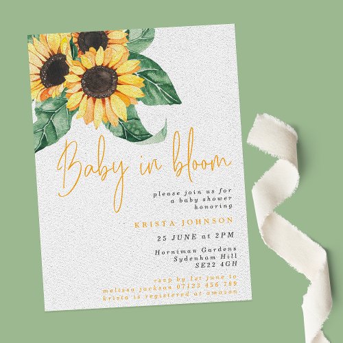 Sunflowers Baby In Bloom Baby Shower Invitation