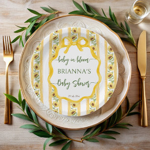 Sunflowers baby in bloom baby shower monogrammed paper plates