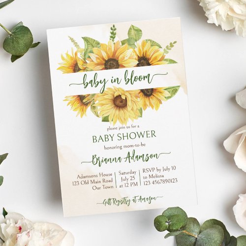 Sunflowers baby in bloom baby shower template