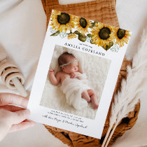 Sunflowers Baby Photo Birth Announcement