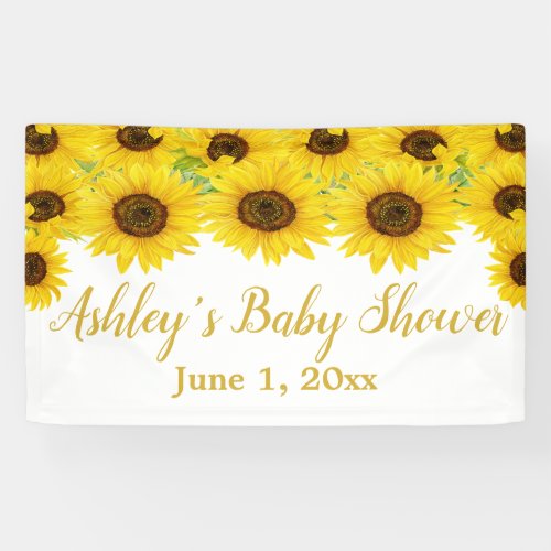 Sunflowers Baby Shower Backdrop Boho Floral Prop Banner