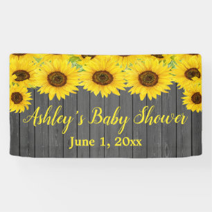 Sunflowers Baby Shower Backdrop Rustic Wood Prop Banner