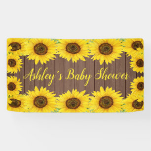 Sunflowers Baby Shower Backdrop Rustic Wood Prop Banner