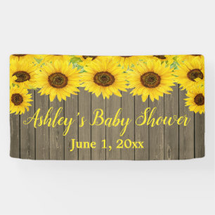 Sunflowers Baby Shower Backdrop Rustic Wood Prop Banner
