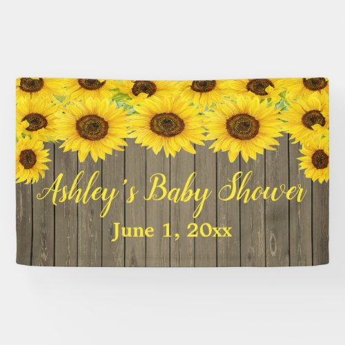 Sunflowers Baby Shower Backdrop Rustic Wood Prop Banner