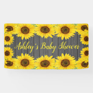 Sunflowers Baby Shower Backdrop Rustic Wood Prop Banner