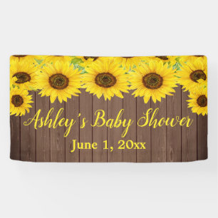 Sunflowers Baby Shower Backdrop Rustic Wood Prop Banner