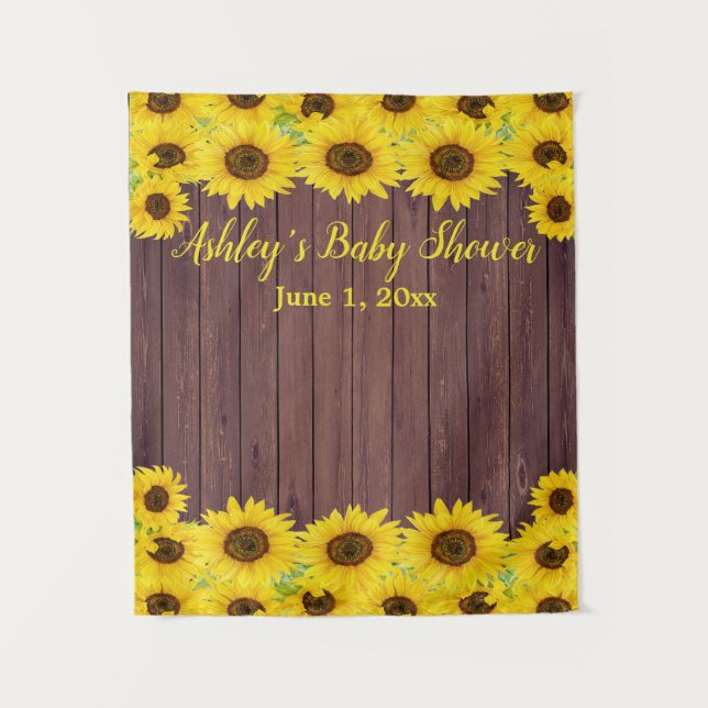 Sunflowers Baby Shower Backdrop Wood Photo Booth (Front)