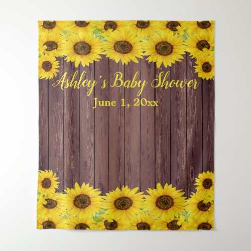 Sunflowers Baby Shower Backdrop Wood Photo Booth