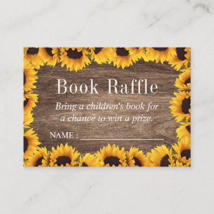 Sunflowers Baby Shower Book Raffle Tickets Enclosure Card