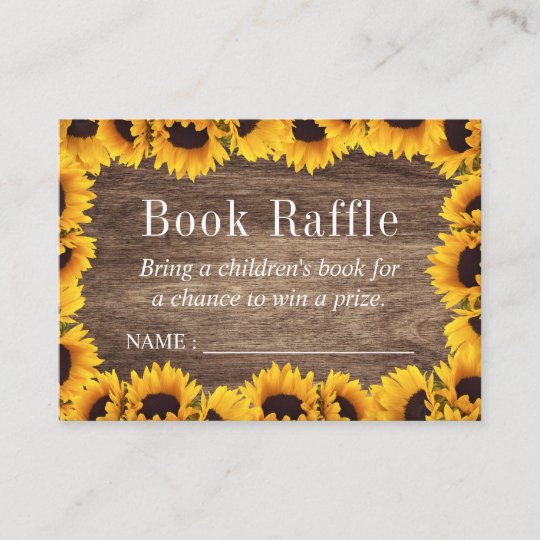 Sunflowers Baby Shower Book Raffle Tickets Enclosure Card