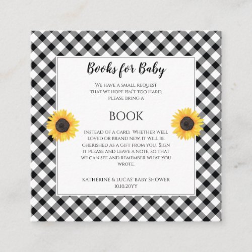 Sunflowers Baby Shower Book Request Enclosure Card