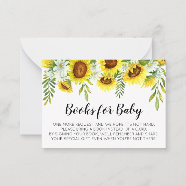 Sunflowers Baby Shower Books for Baby Cards (Front)