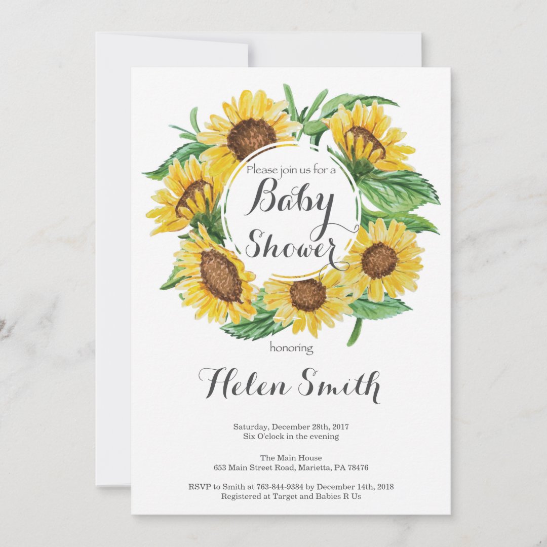 Sunflowers Baby Shower Invitation | Zazzle