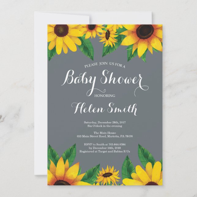 Sunflowers Baby Shower Invitation (Front)