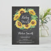Sunflowers Baby Shower Invitation Chalkboard (Standing Front)