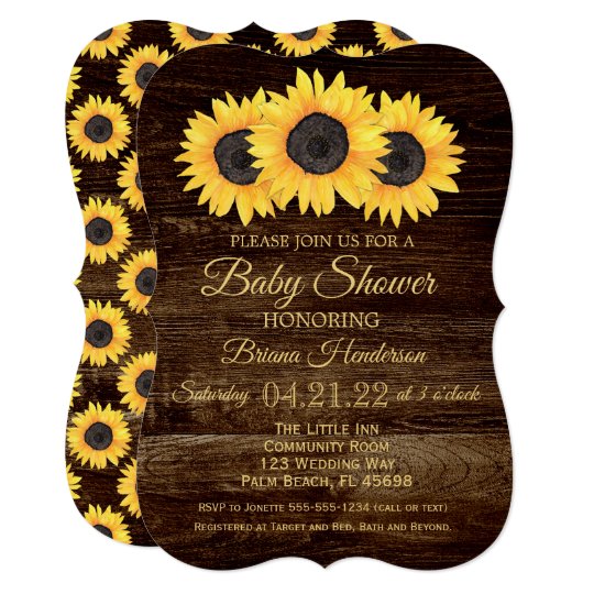 Sunflowers Baby Shower Invitation Rustic Wood Zazzle Com Sunflowers Baby Shower Invitation Rustic Wood Zazzle Com
