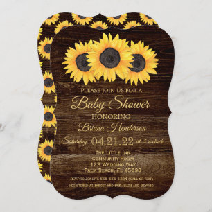 Sunflowers Baby Shower Invitation Rustic Wood