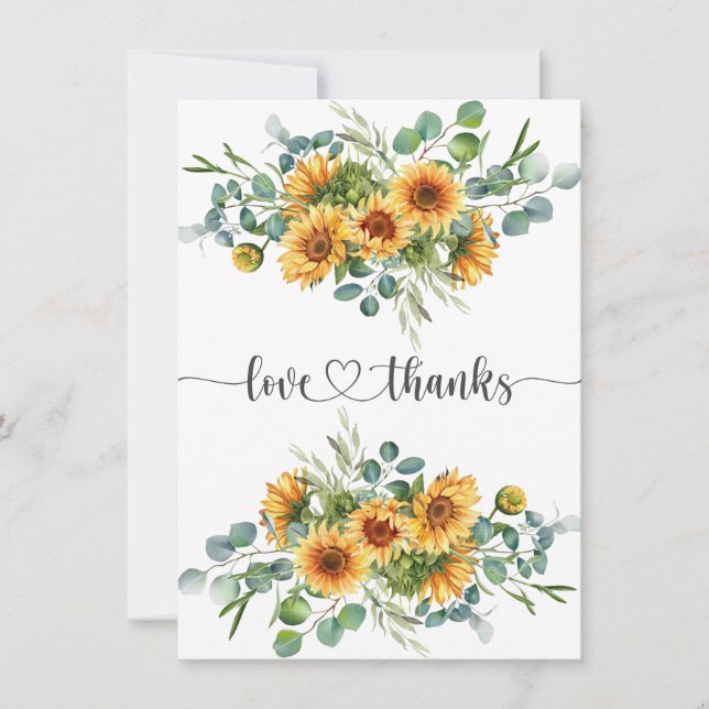 Sunflowers Baby Shower Thank You Card (Front)