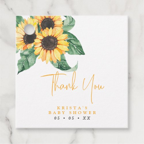 Sunflowers Baby Shower Thank You Favor Tags