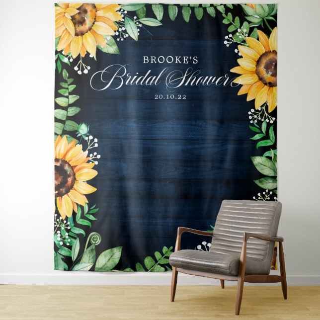 Sunflowers Baby's Breath bridal shower backdrop (In Situ)