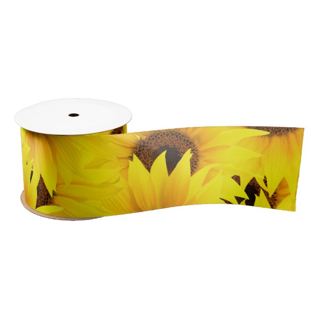 Sunflowers background satin ribbon (Spool)